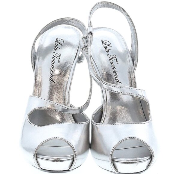 Lulu Townsend Silver LT demi heels hidden platform NIB 5.5 NEW - Picture 2 of 2